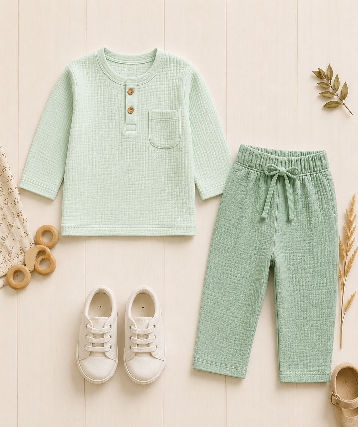 Airport - Kids Muslin Double Gauze Full-Pant Set (Dual Pista)