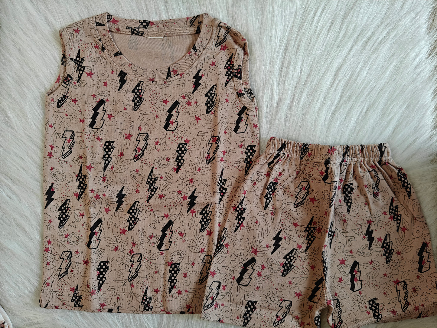 Sleeveless Shorts Sets(Brown Shaded)