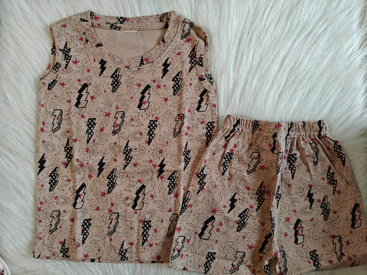 Sleeveless Shorts Sets(Brown Shaded)