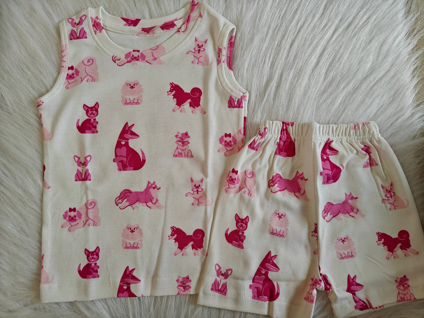 Sleeveless Shorts Sets(Pink Animals)