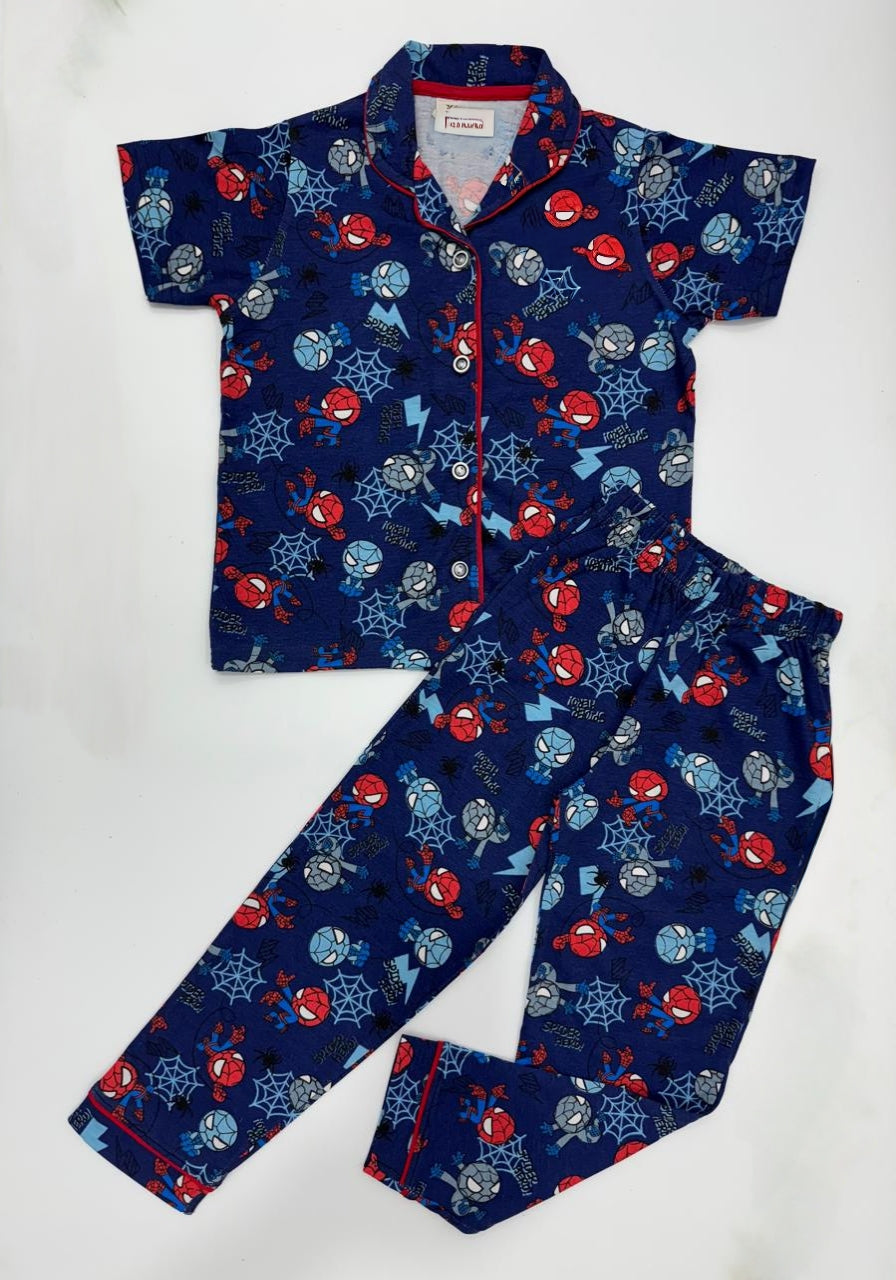 Kid's Collar night Suits (Blue SpiderMan) - sanright