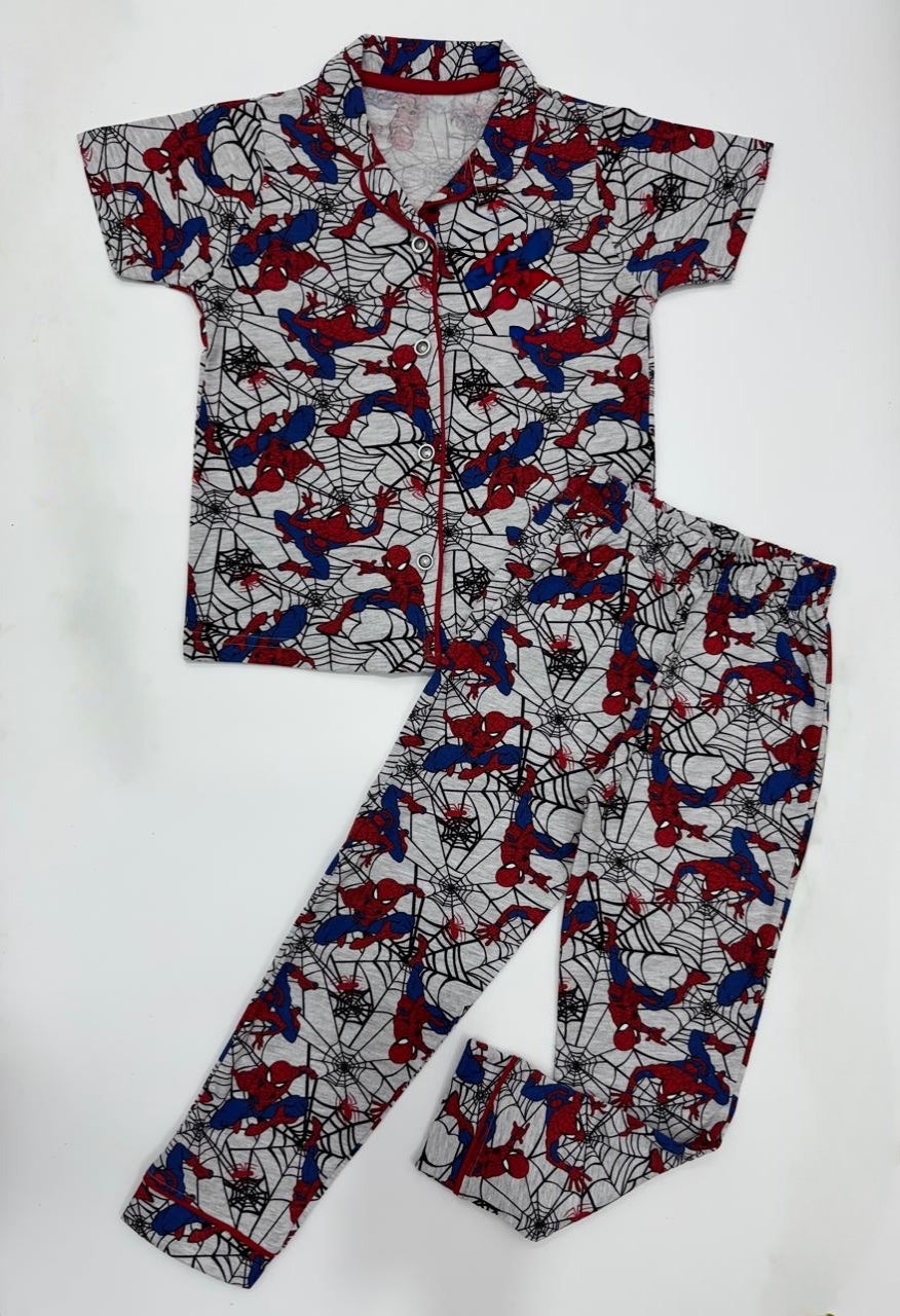 Kid's Collar night Suits (Spiderman web) - sanright