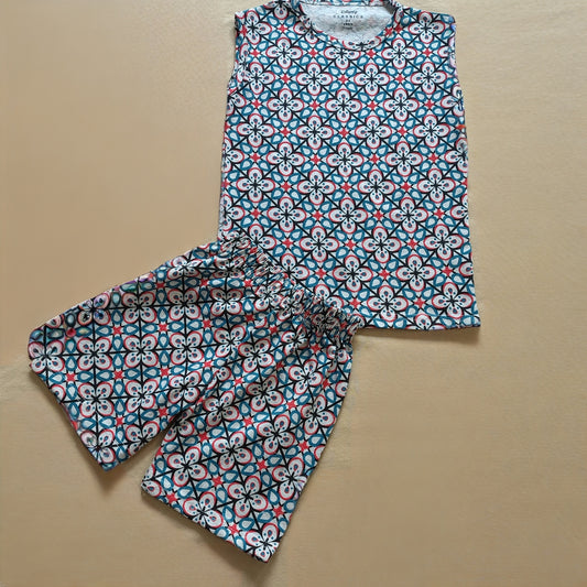 Sleeveless Shorts Sets(Blue Floral) - sanright