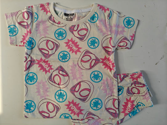 Shorts Sleeves Tshirt with Shorts Sets (White Spider) - sanright