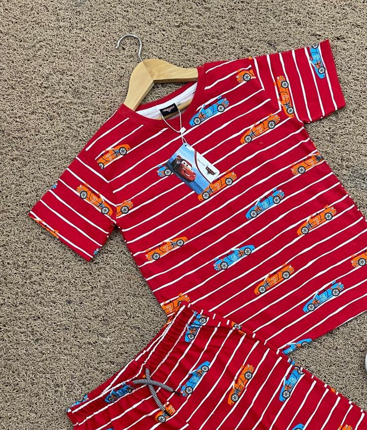 Shorts Sleeves Tshirt with Shorts Sets (Red Car) - sanright