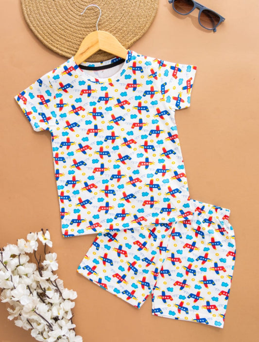 Shorts Sleeves Tshirt with Shorts Sets (Aeroplane) - sanright