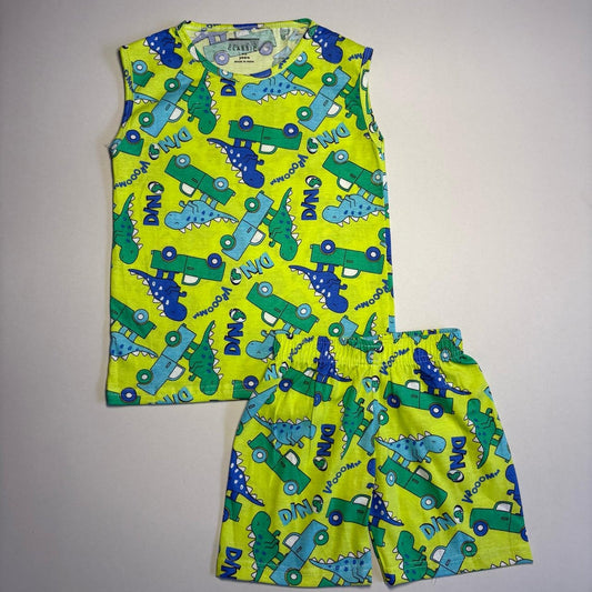 Sleeveless Shorts Sets(Green Dino) - sanright