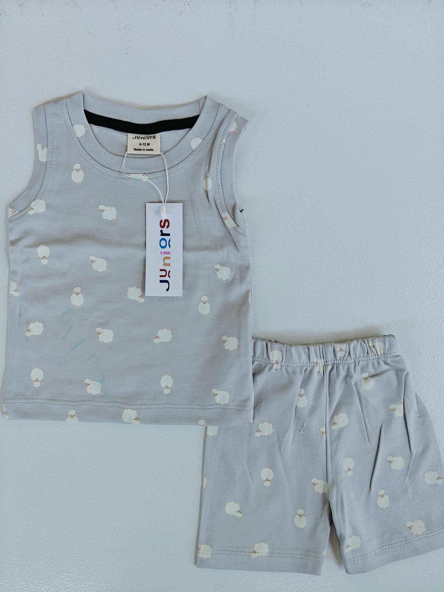 Premium Sleevelesss Tshirt with Shorts Sets (Ash Sheep) - sanright