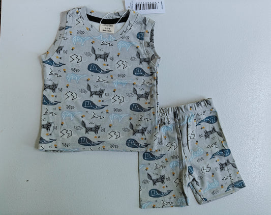 Premium Sleevelesss Tshirt with Shorts Sets (Ash Dolphin)) - sanright