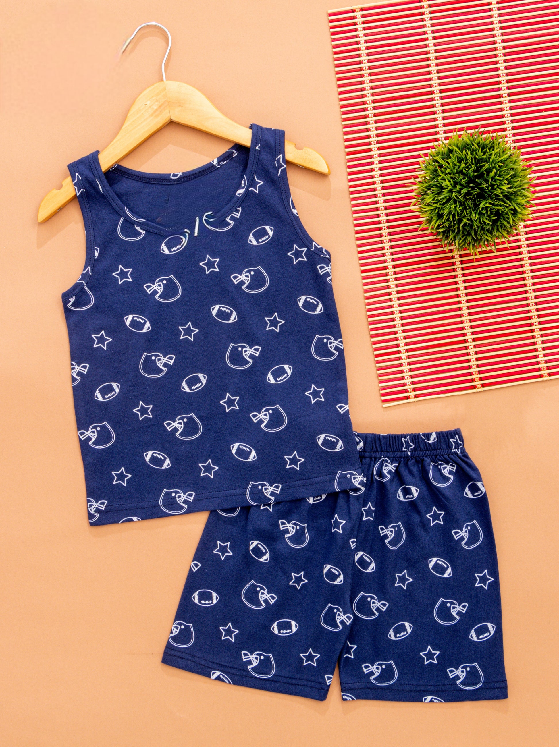 Sleeveless Shorts Sets(Blue Space) - sanright