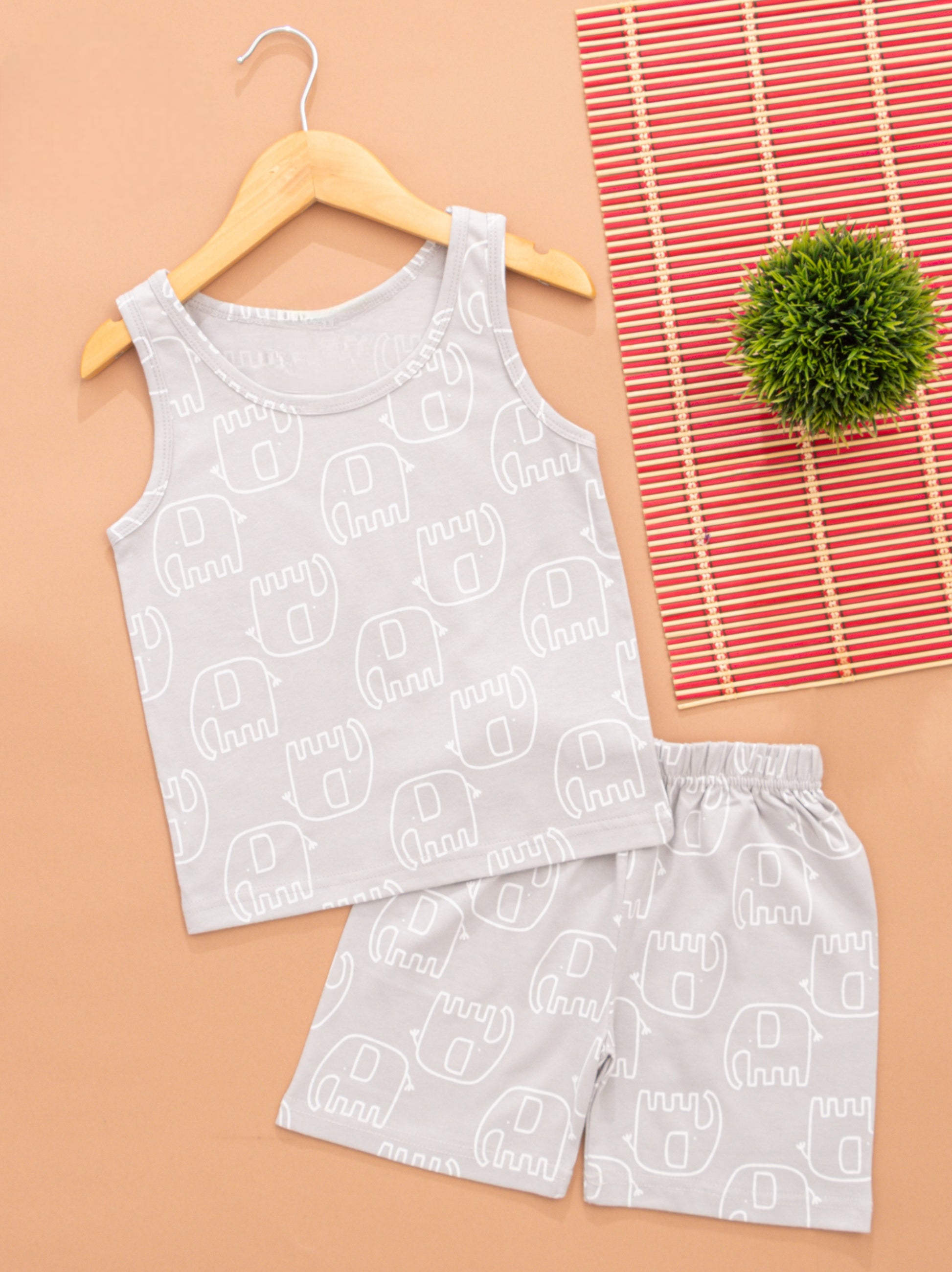 Sleeveless Shorts Sets(Grey Elephant) - sanright