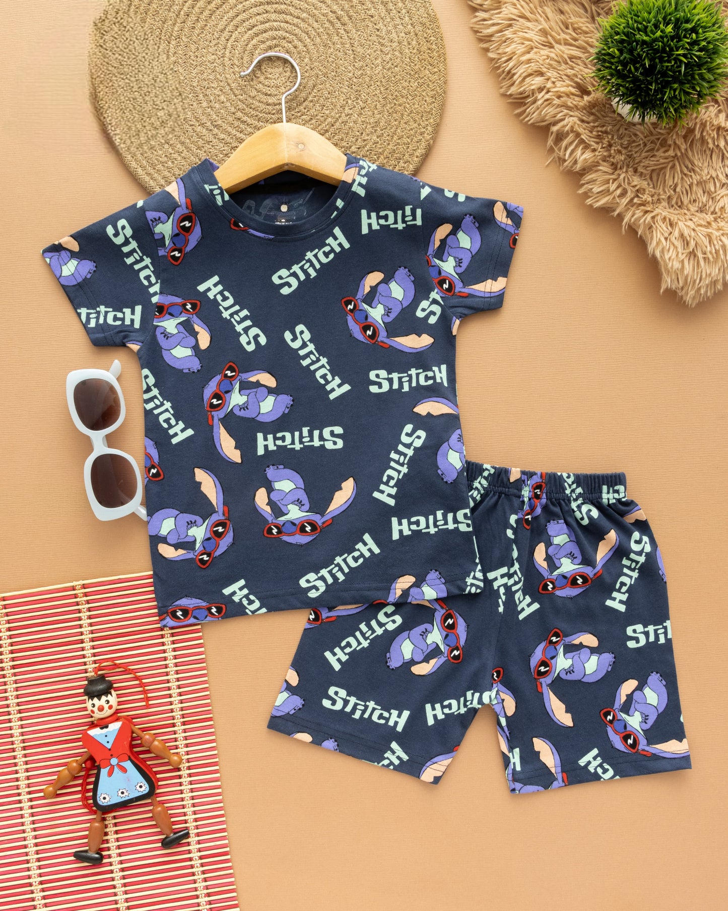 Shorts Sleeves Tshirt with Shorts Sets (Stitch Bluey 2.0)