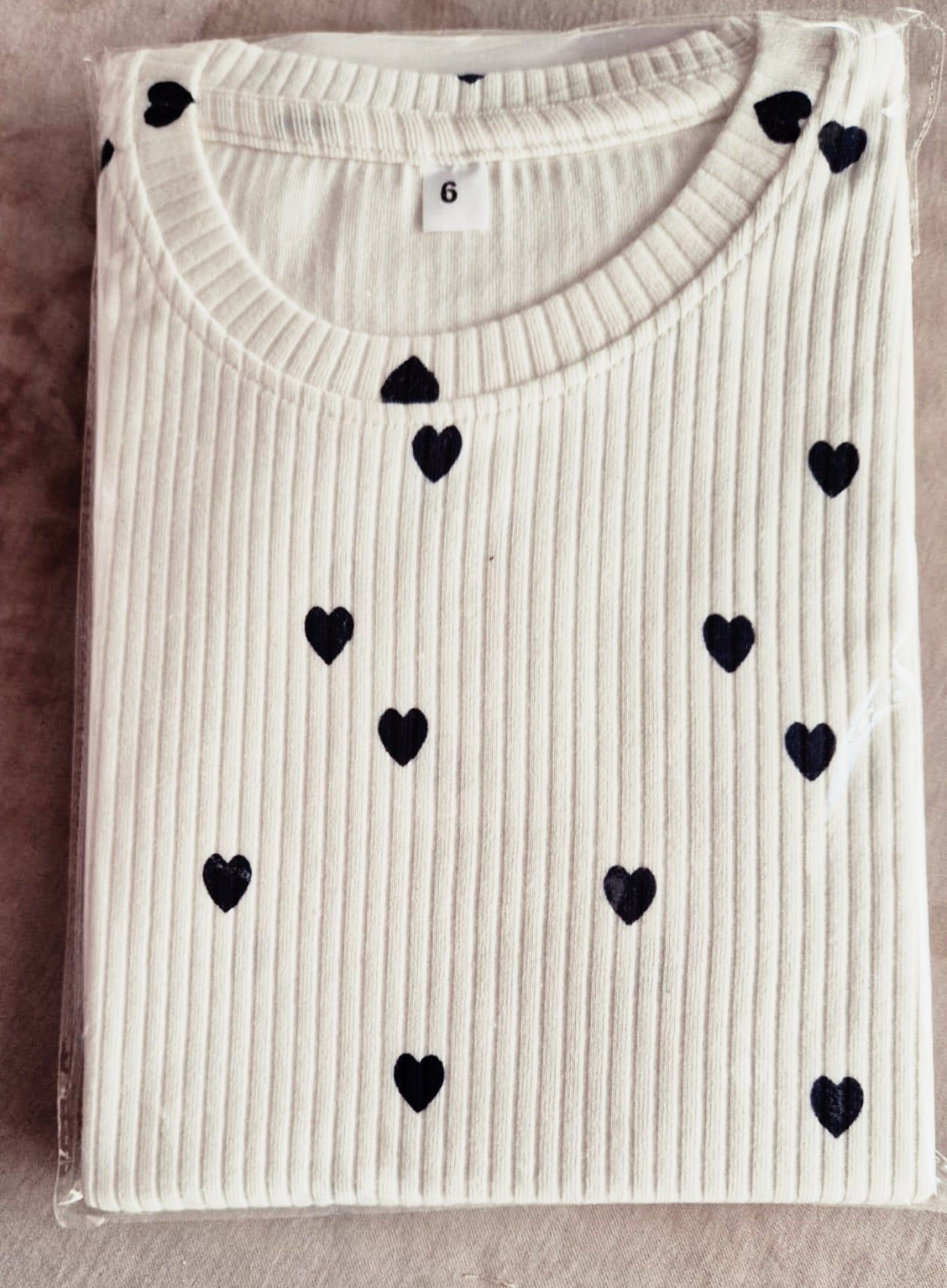 Premium RIBBED Shorts sleeves Tshirt with Pant (White and black Heartin)