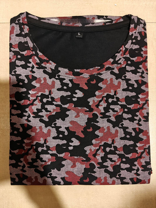 Women's Long POLO A-Line Top (camouflage print)