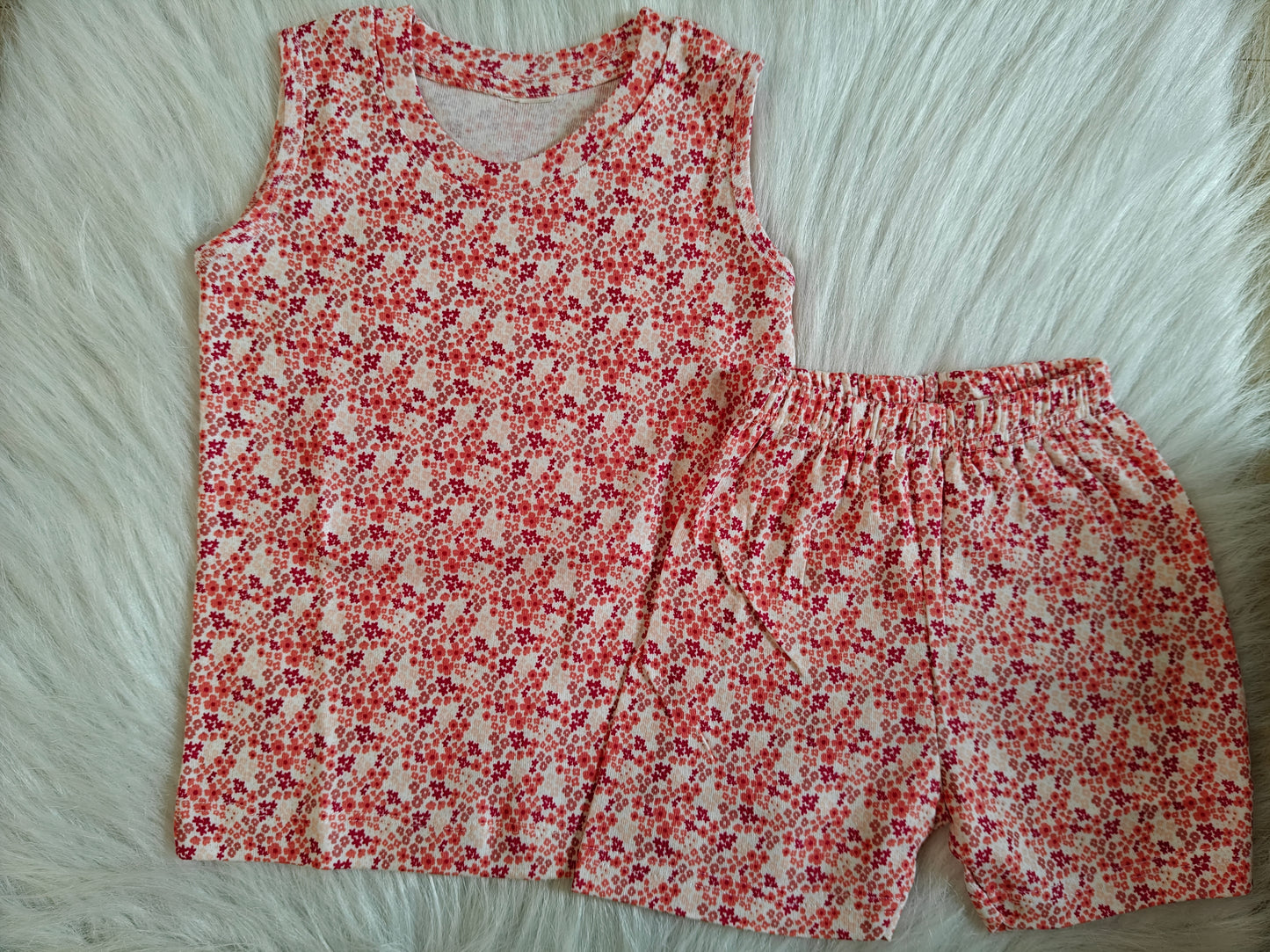 Sleeveless Shorts Sets(Tiny Flowers)