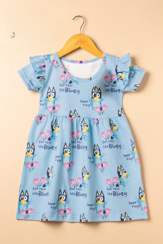 Half Sleeves Frill Frocks (Bluey)