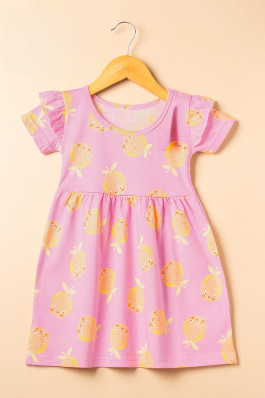 Half Sleeves Frill Frocks (Pink Apple)