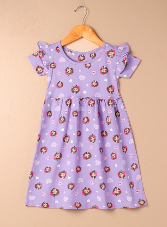 Half Sleeves Frill Frocks (Lavender Mermaid)