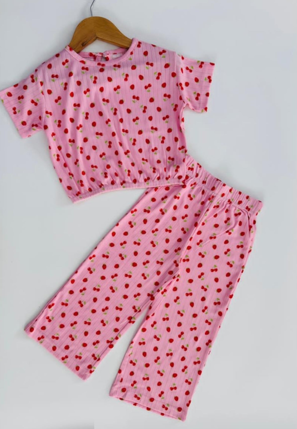 Crop Top & Palazzo Pant set (Small Strawberries)