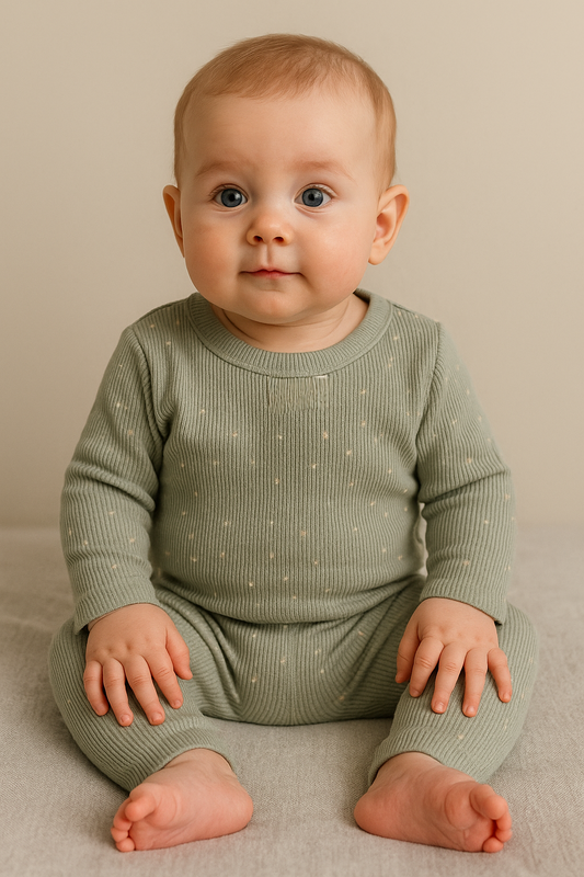 Premium Full sleeves Ribbed Tshirt with Pant (Green Triangle)