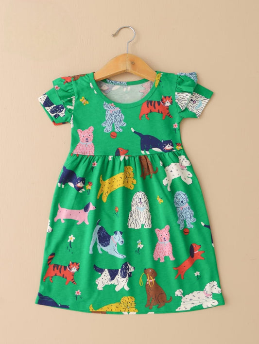 Half Sleeves Frill Frocks (Christmas Animals)