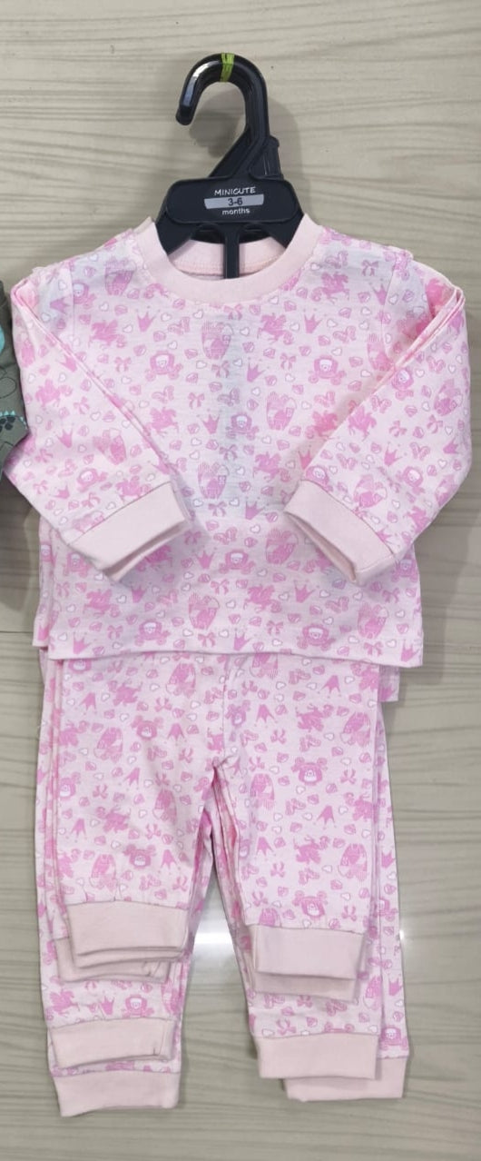 Premium Full sleeves Cotton Tshirt with Pant (Pinky Pinky)