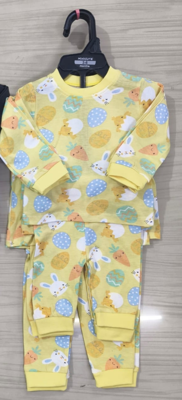 Premium Full sleeves Cotton Tshirt with Pant (Bunny & Fruits)