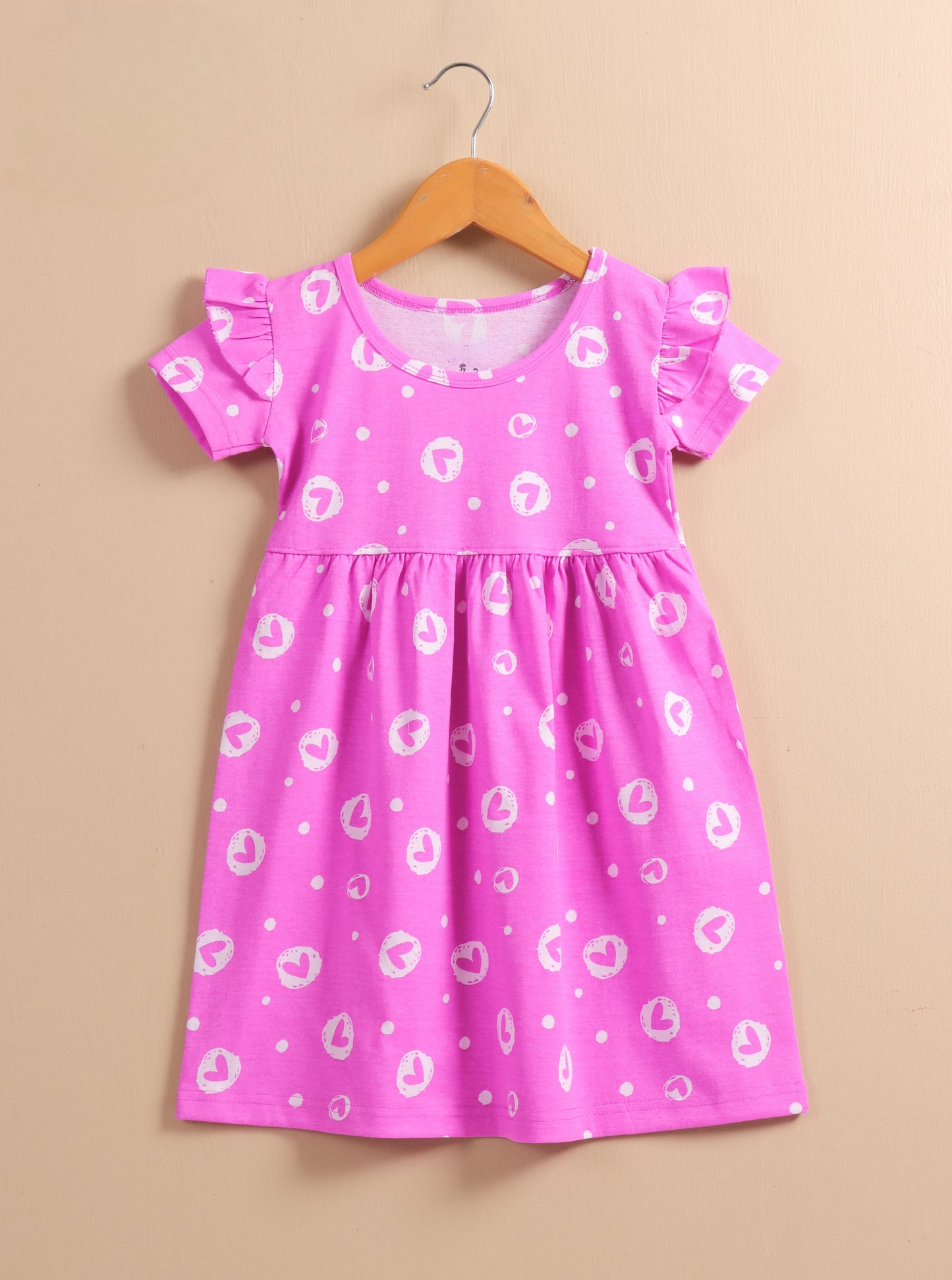 Half Sleeves Frill Frocks (pink hearts)