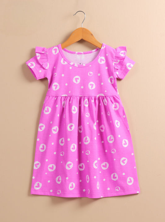 Half Sleeves Frill Frocks (pink hearts)