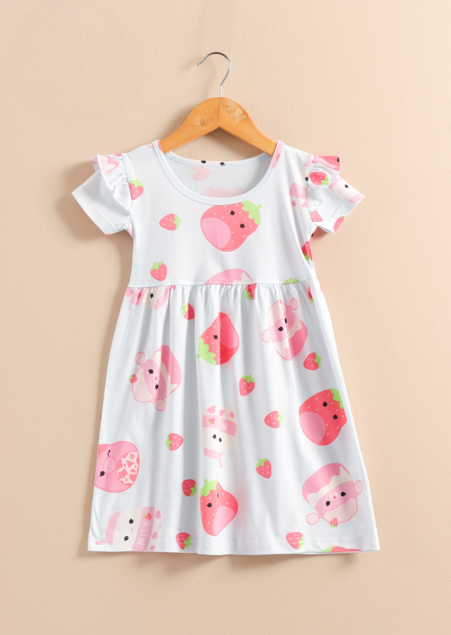 Half Sleeves Frill Frocks (cute cap Strawberries)