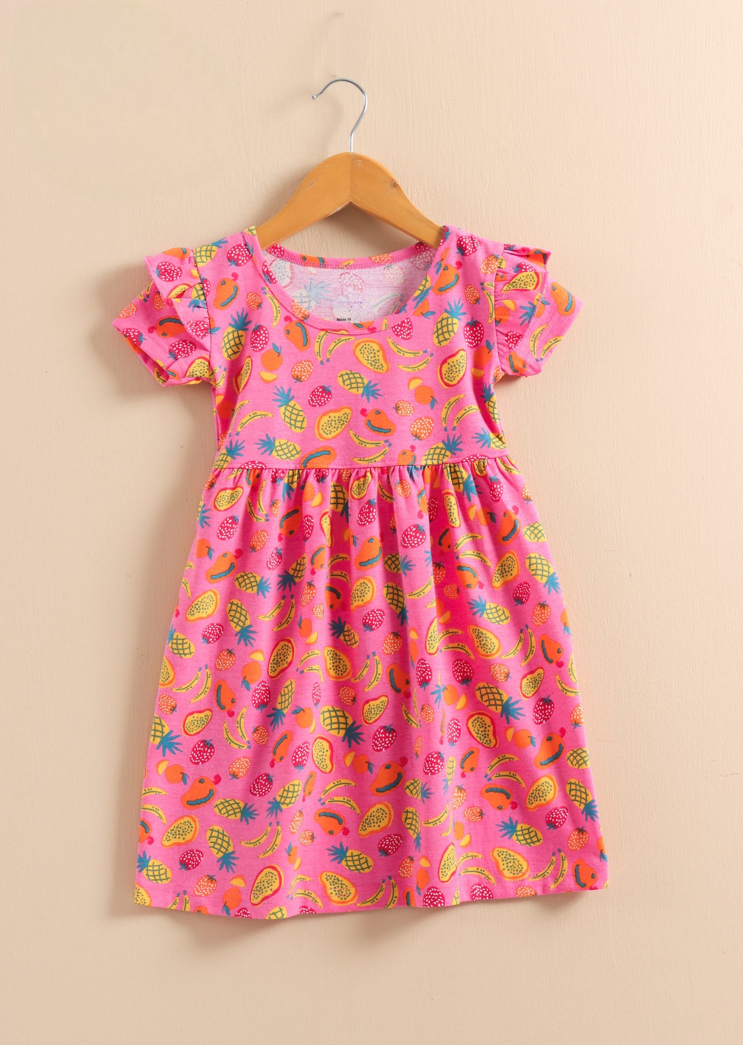 Half Sleeves Frill Frocks ( peach fruits)