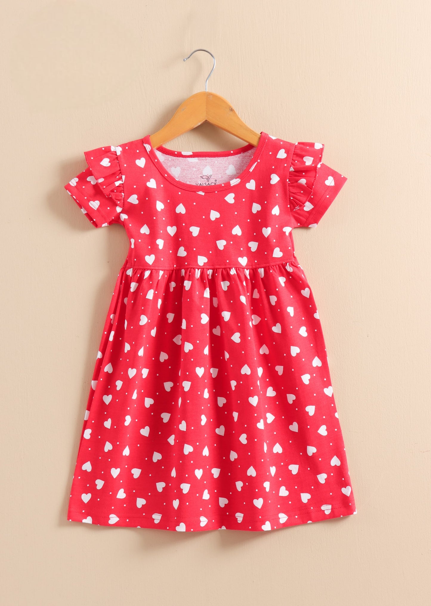 Half Sleeves Frill Frocks (red hearts❤)