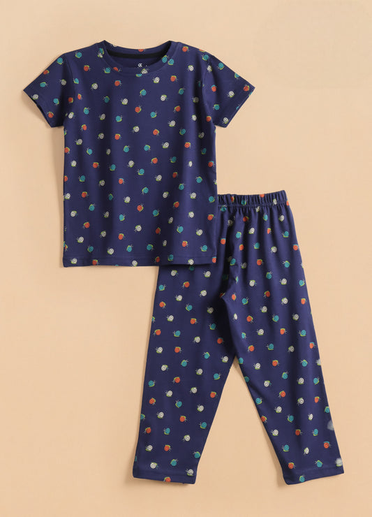 Premium Half Sleeves Pajama Set (Colorful Snails 🐌)