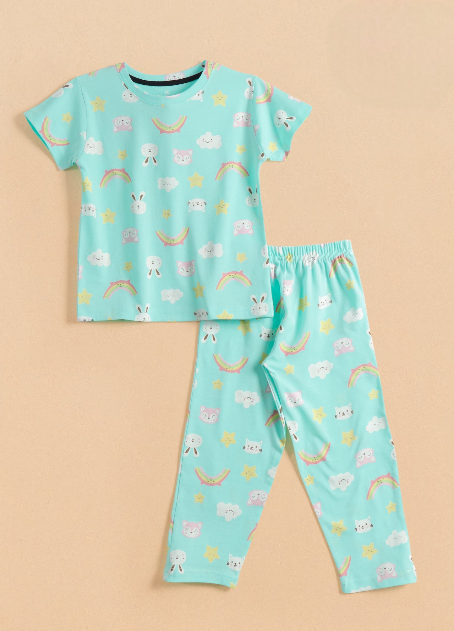 Premium Half Sleeves Pajama Set (Bunny & the Rainbow)