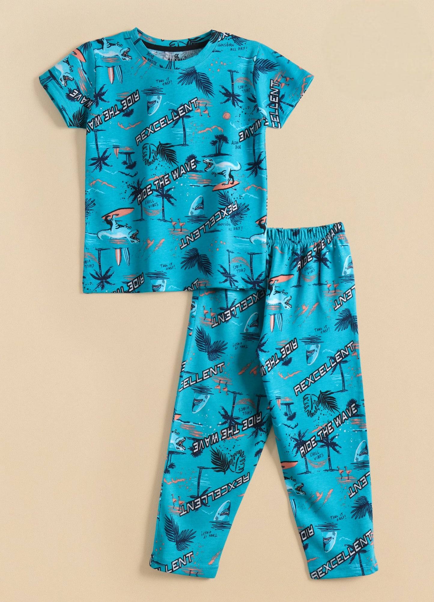Premium Half Sleeves Pajama Set (Ride The Wave)