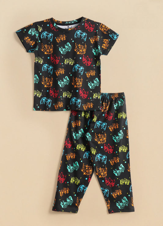Premium Half Sleeves Pajama Set (Colorful Video Games)