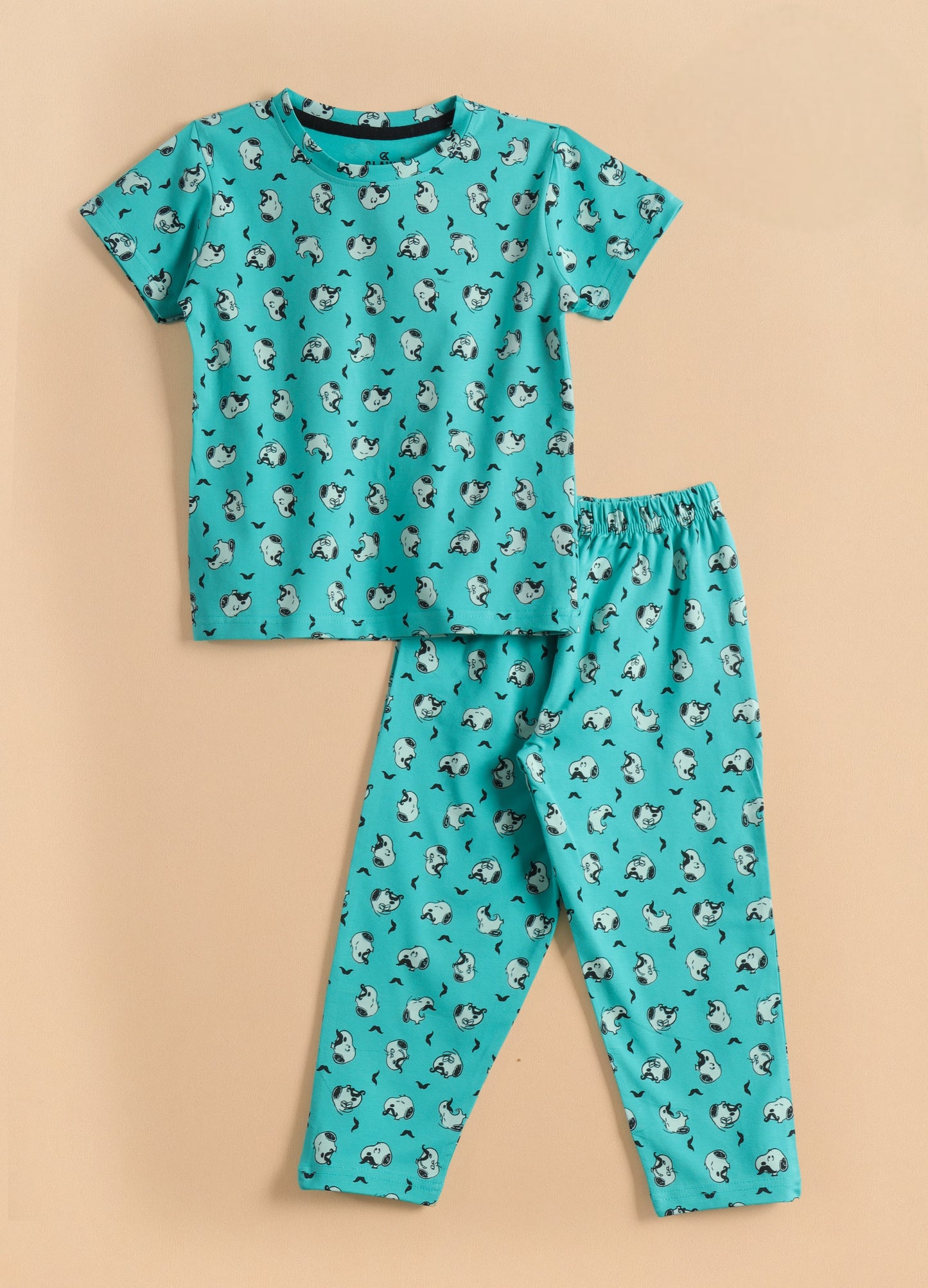 Premium Half Sleeves Pajama Set (Blueish green Snoopy)