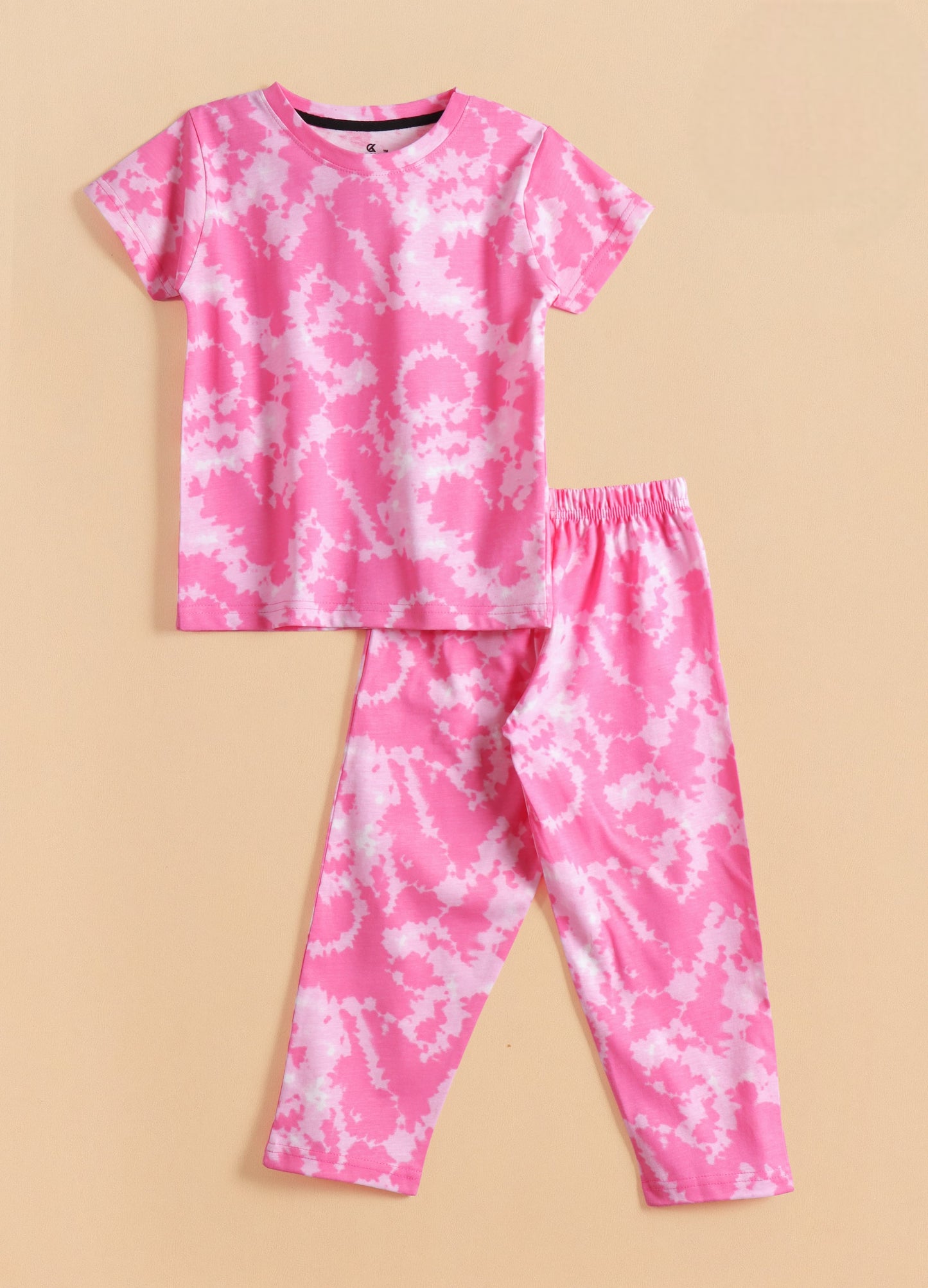 Premium Half Sleeves Pajama Set (Pink Dye&Dye)