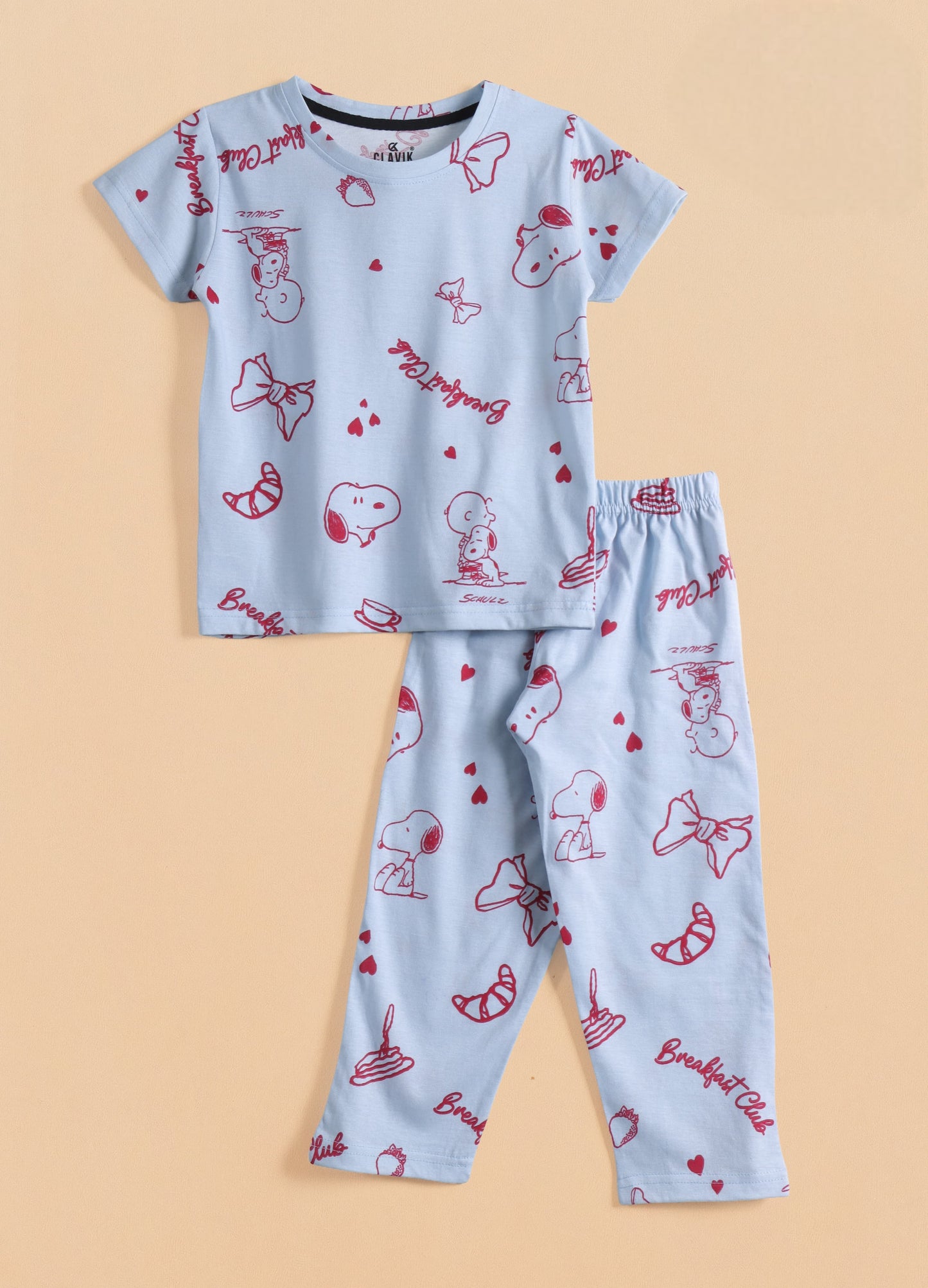 Premium Half Sleeves Pajama Set (Breakfast CLUB)