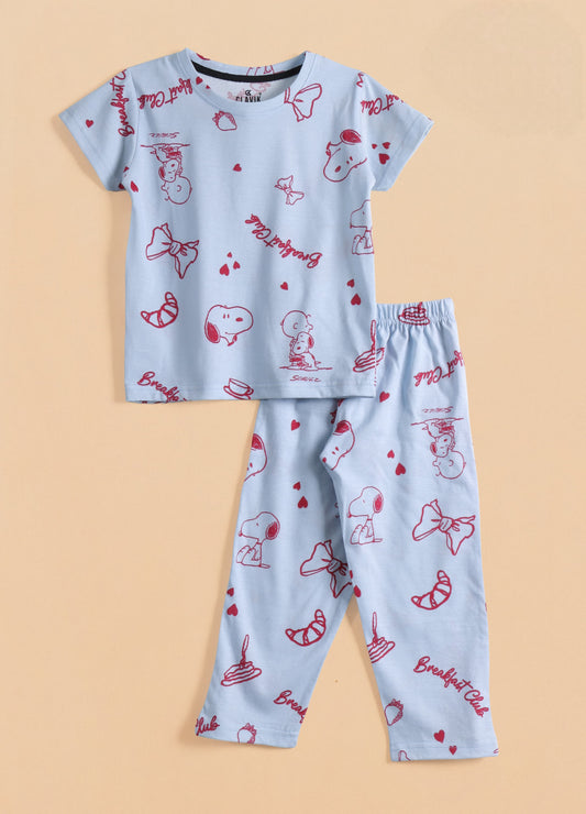 Premium Half Sleeves Pajama Set (Breakfast CLUB)