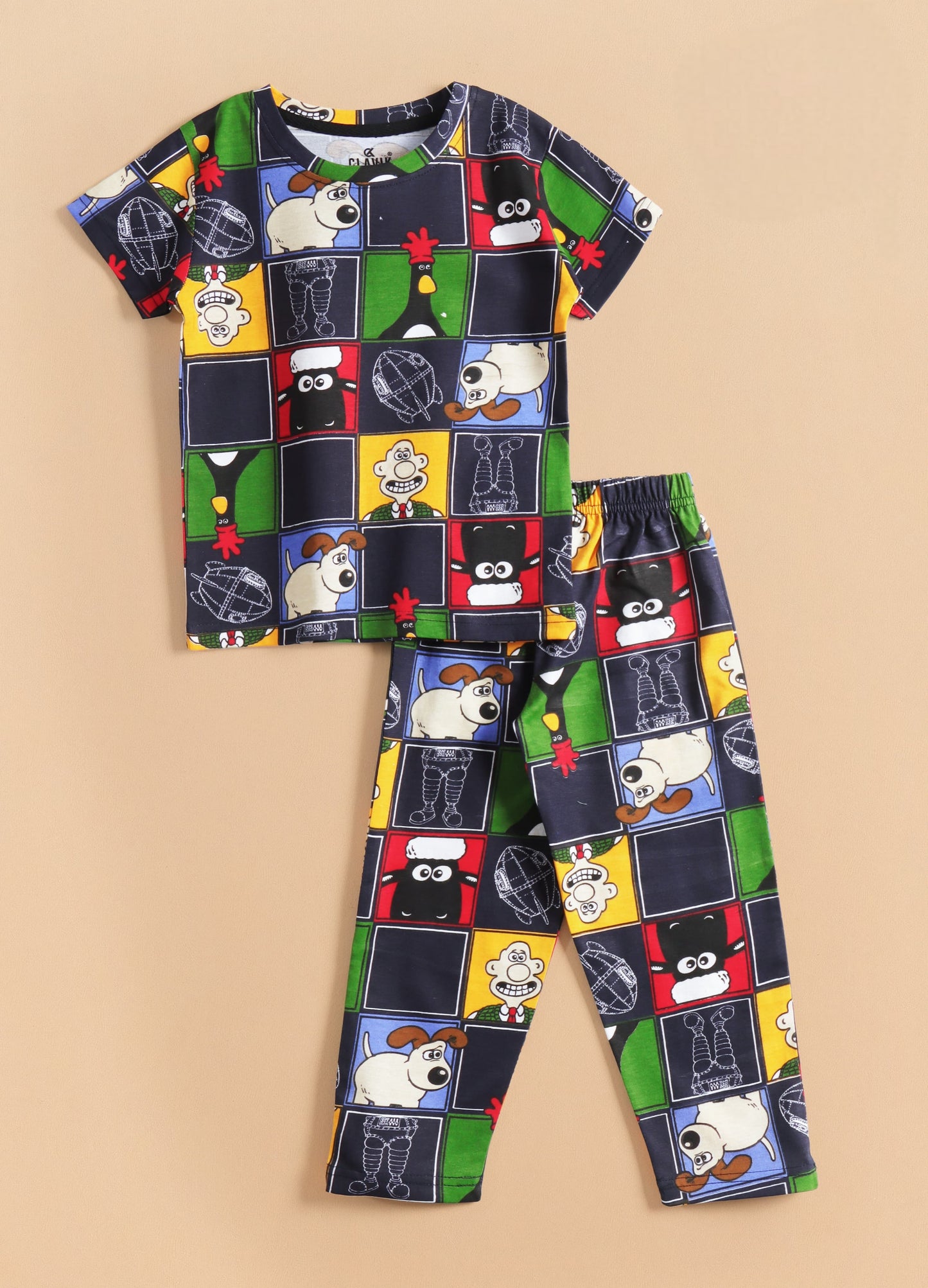 Premium Half Sleeves Pajama Set (Squares)