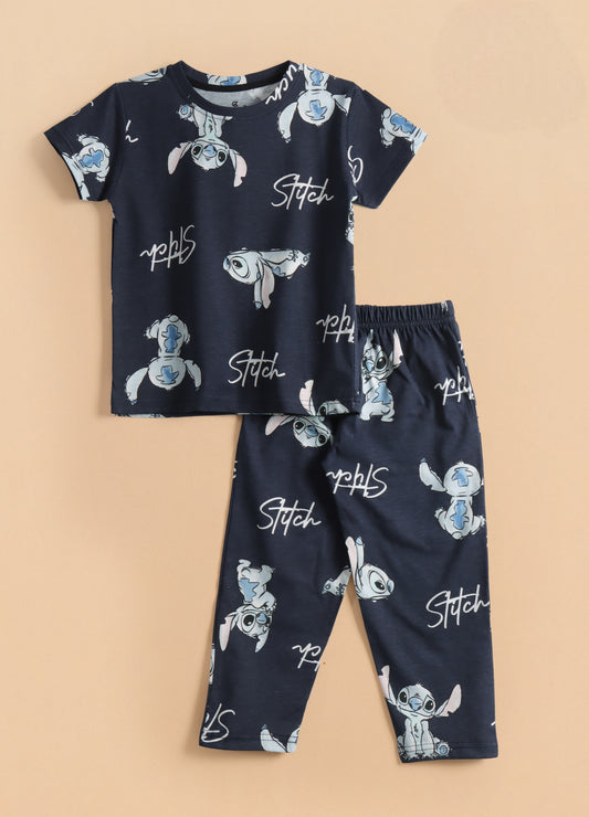 Premium Half Sleeves Pajama Set (Cute Stitch)