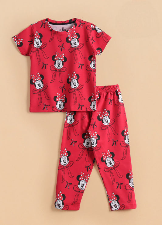 Premium Half Sleeves Pajama Set (Red Minnie)