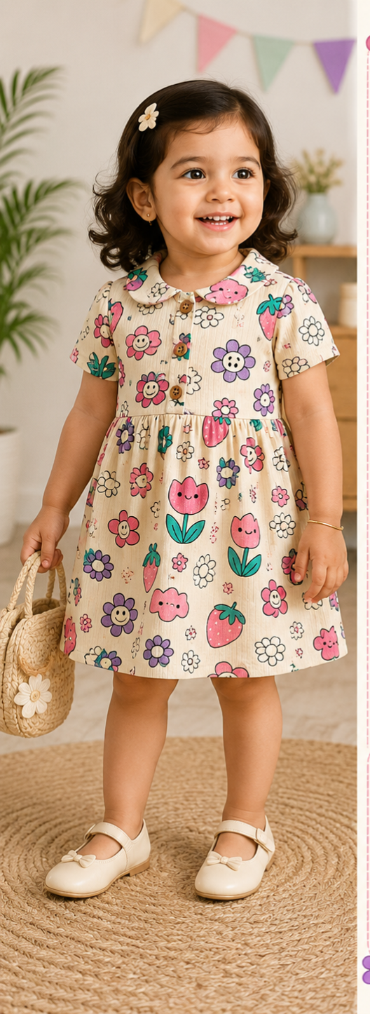 Peter Pan Collar Frocks (Berries and Purple Smiley)