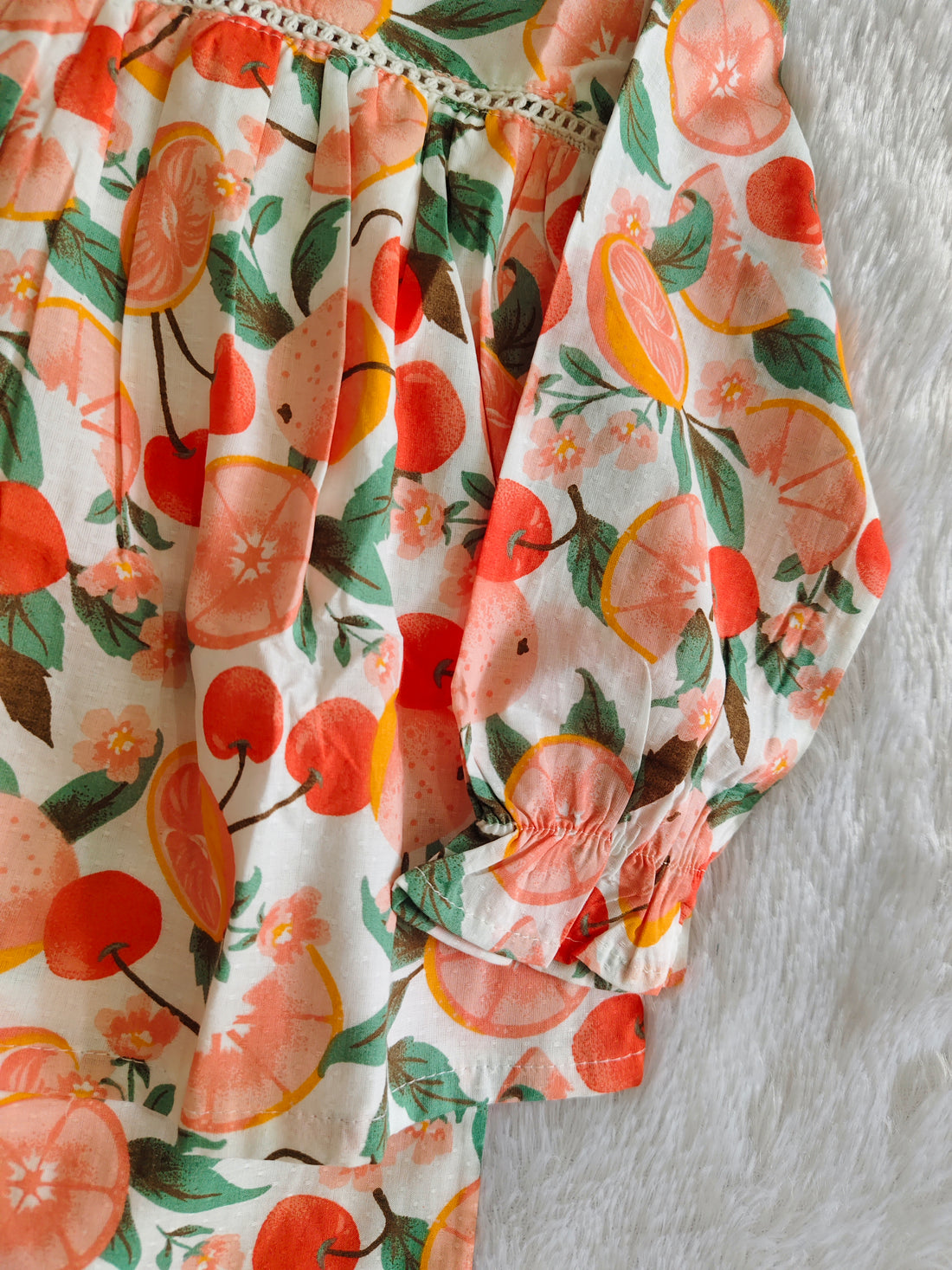 Girls Festive Cotton Printed Peter Pan Collar Co-ord Set (CR001)(Fruits Slices)
