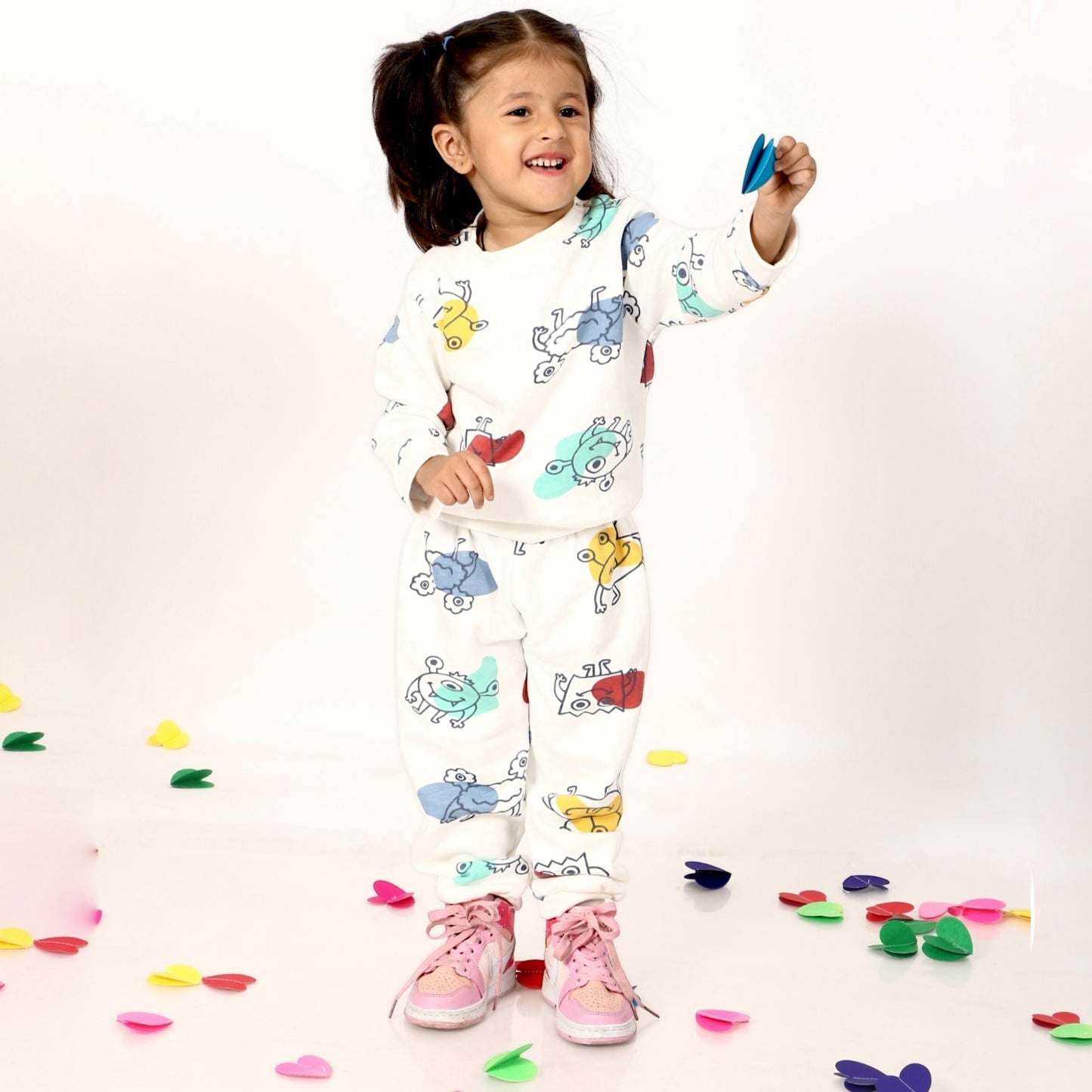 Cozy Comfort: Kids’ Loungewear Winter set (Furry White) (Fleece)