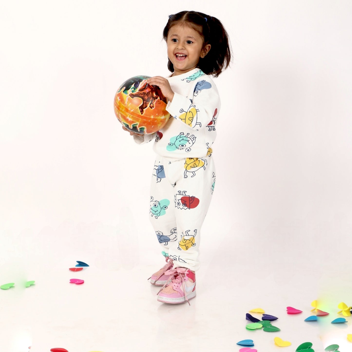 Cozy Comfort: Kids’ Loungewear Winter set (Furry White) (Fleece)