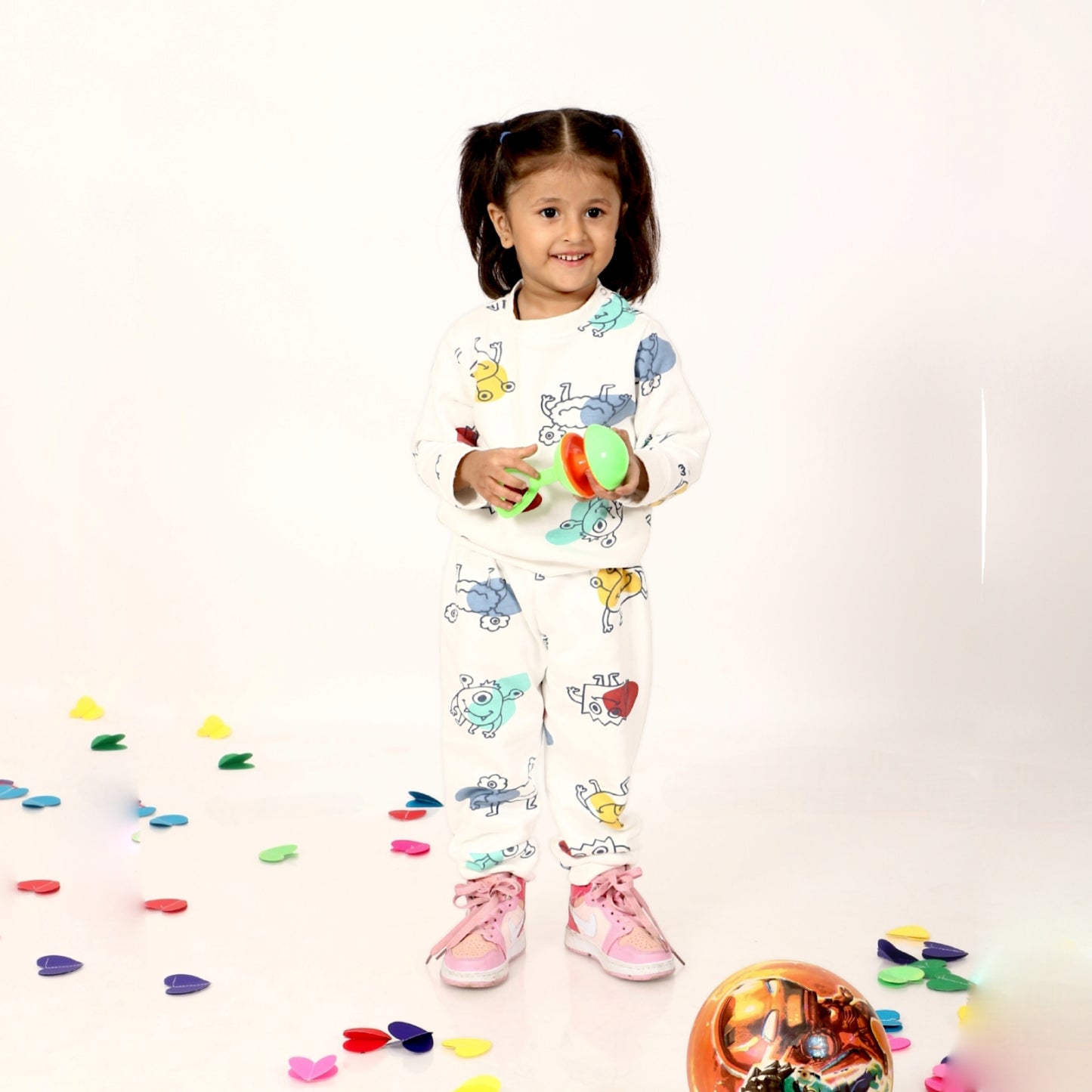 Cozy Comfort: Kids’ Loungewear Winter set (Furry White) (Fleece)