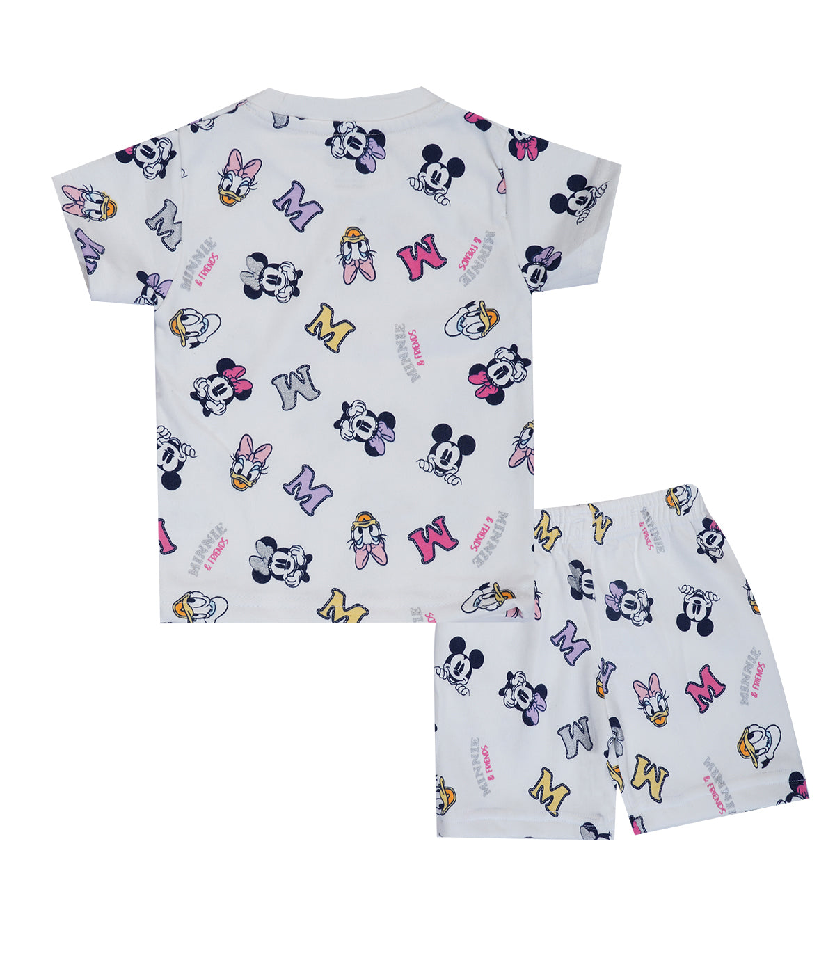 Shorts Sleeves Tshirt with Shorts Sets (White Minnie) - sanright