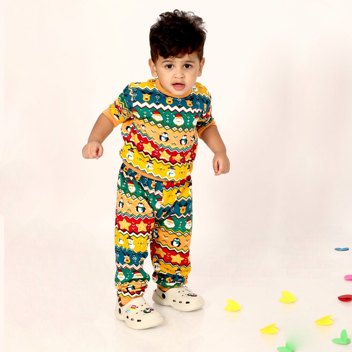 Cozy Comfort: Kids’ Loungewear Winter set (Yellow Stars)(0-18 Months)